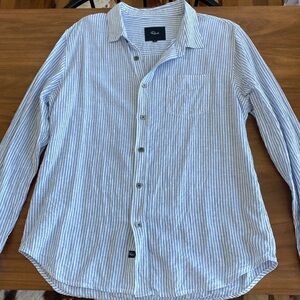 Rails Men's Connor Striped Sport Shirt Denim White Railroad Stripe Size Large